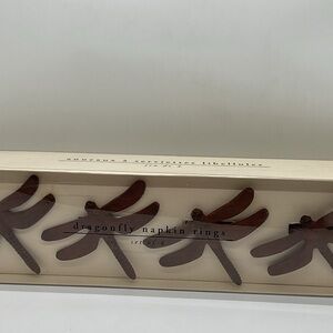 Pier 1 Brown Dragonfly Napkin Rings Set of 4